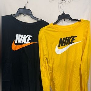 Men's long sleeve Nike Tshirt black/yellow like new (2 shirts)